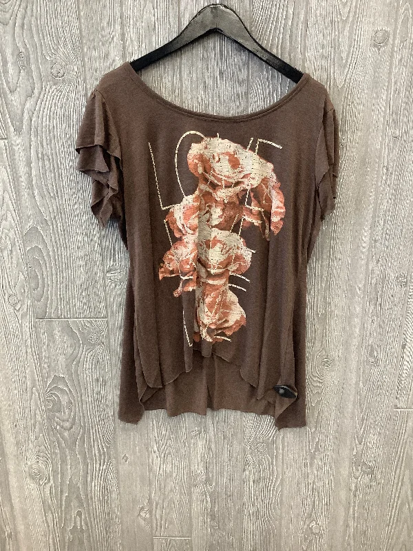 women's tops for glamorous eveningsBrown Top Short Sleeve Style And Company, Size 1x