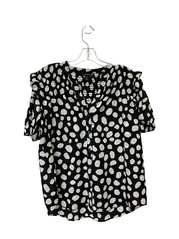 trendy women's topsBlack & White Top Short Sleeve Ann Taylor, Size M