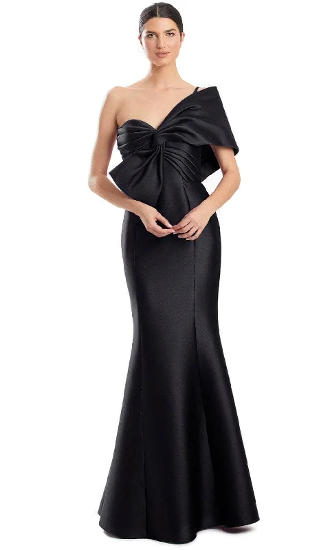 women's halter dressesAlexander by Daymor 1977S24 - One Shoulder Bow Evening Dress