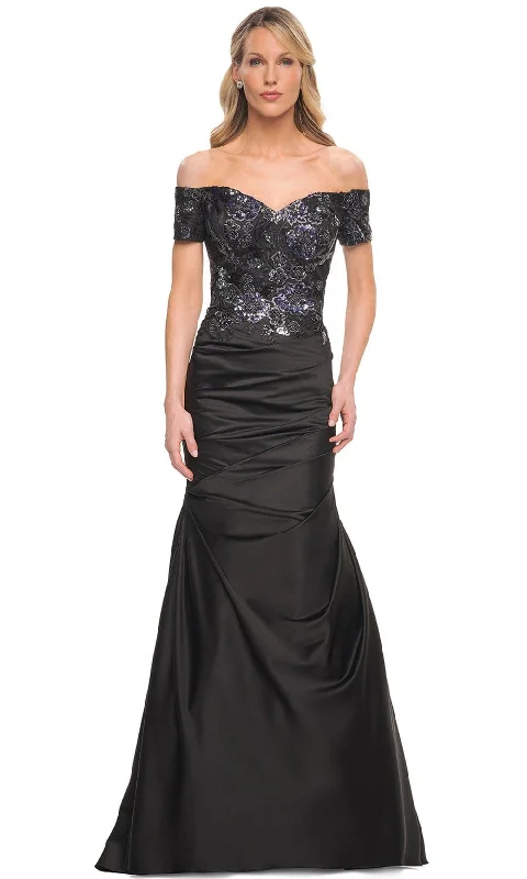 Trumpet DressLa Femme 30404SC -Embroidered Trumpet Evening Dress