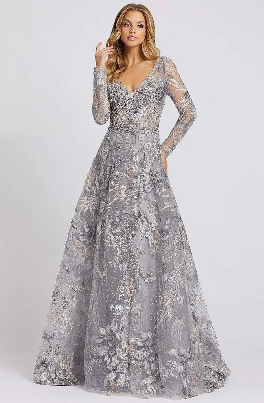 Retro DressMac Duggal Evening - 20214D Illusion Long Sleeve Embroidered Gown