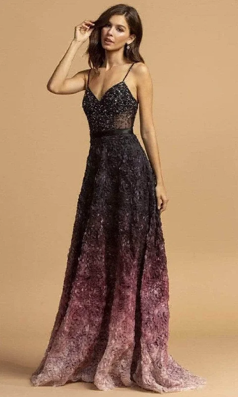 Elegant DressAspeed Design L2224 - Ombre A-Line Evening Dress L2224