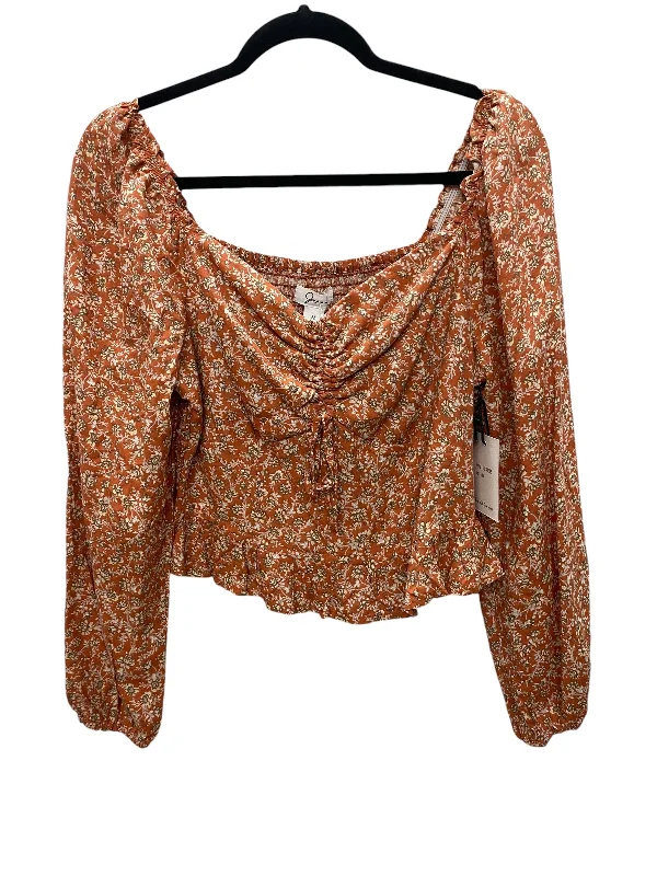 women's tops for those who want to stay on top of the latest fashion trends and wear pieces that are both stylish and on-trendTop Long Sleeve By Japna In Orange, Size: M