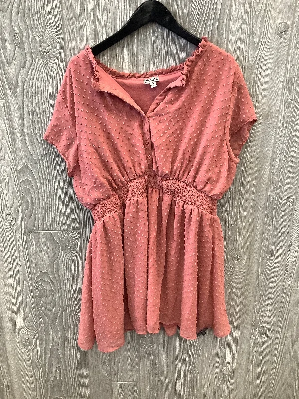 women's tops for cozy nights inPink Top Short Sleeve J For Justify, Size 3x