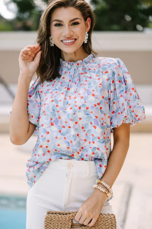 women's tops for those who want to make a bold fashion statement with their choice of topsAll The Fun Light Blue Floral Blouse