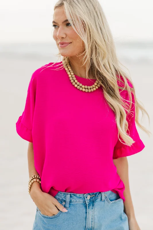 women's tops for those who love to dress up their casual looks with stylish topsAll I Ask Fuchsia Pink Ruffled Top