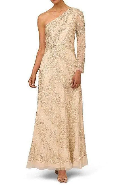 women's designer dressesAidan Mattox MD1E208423 - One Shoulder Beaded Evening Dress