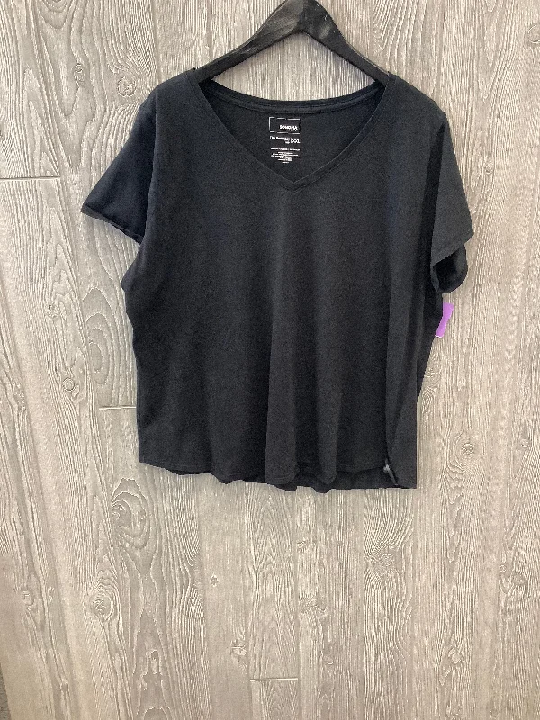 women's tops for those who refuse to compromise on styleBlack Top Short Sleeve Basic Sonoma, Size Xxl