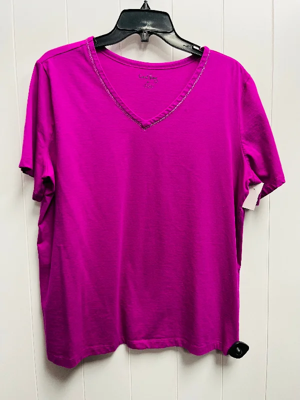 women's tops with sheer overlaysPurple Top Short Sleeve Coral Bay, Size Xl