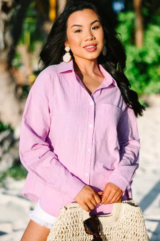 women's tops for those who want to make a bold fashion statement with their choice of topsKeep You Posted Lilac Purple Button Down Top