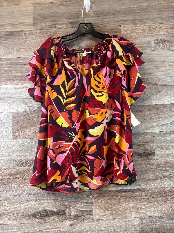 women's tops for those who love to mix and match prints and patternsRed & Yellow Top Short Sleeve Dr2, Size Xl