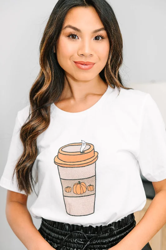 breathable women's tops for summerHaunt Coffee White Graphic Tee