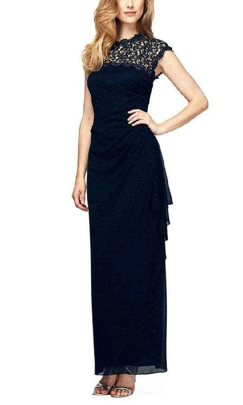 women's breathable dressesAlex Evenings 112388 - Lace Jewel Neckline Long Dress