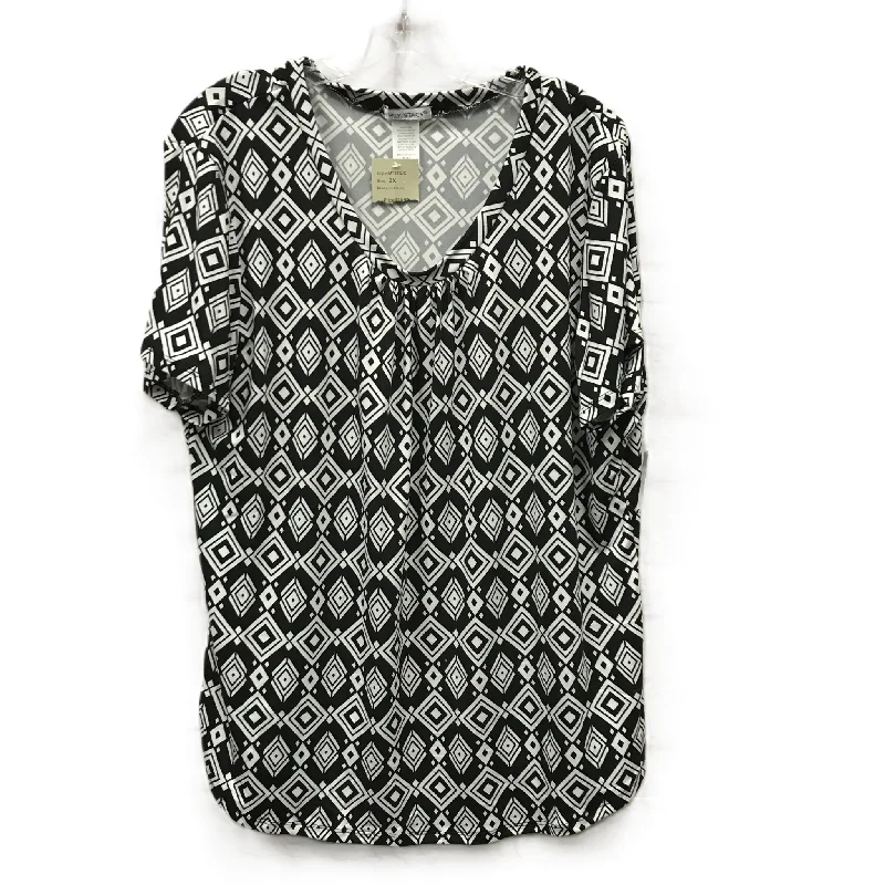 women's tops for those who want to create outfits that are both unique and memorableBlack & White Top Short Sleeve By emily stacy, Size: 3x