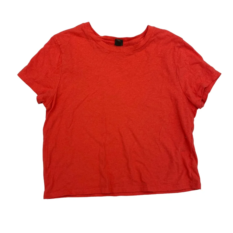 women's tops with ruffled hemsRED TOP SS BASIC by WILD FABLE Size:M