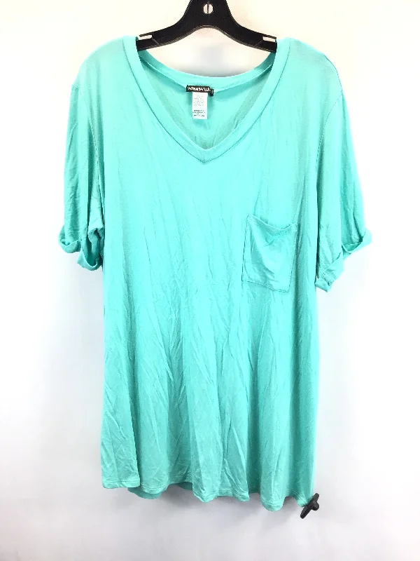 women's tops for evening soireesBlue Top Short Sleeve Heimish Usa, Size 3x