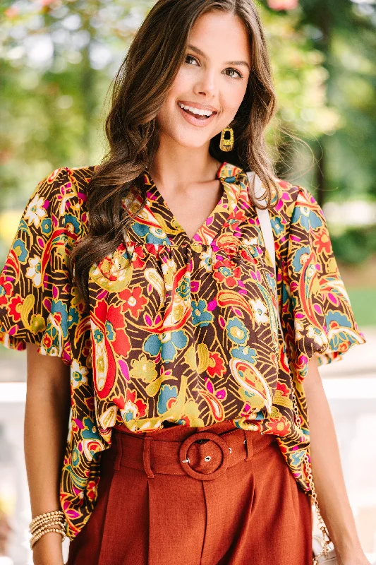 tank tops for womenChange Your Mind Brown Paisley Blouse