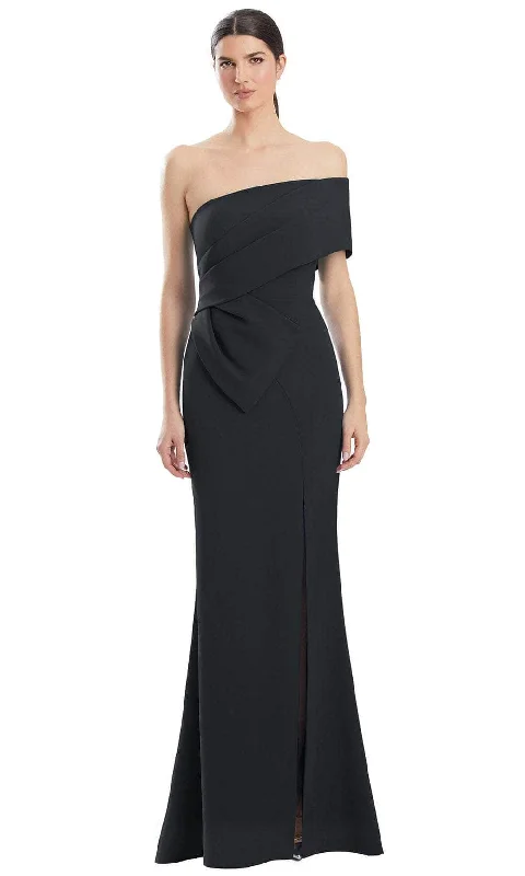 women's one-shoulder dressesAlexander by Daymor 1981S24 - Peplum Straight Across Evening Dress