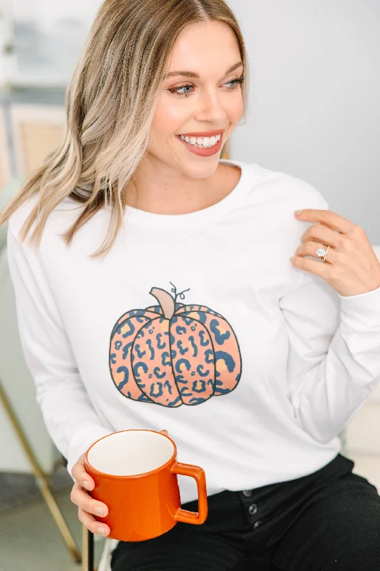 cozy women's tops for fall and winterFeline Fall White L/S Graphic Tee