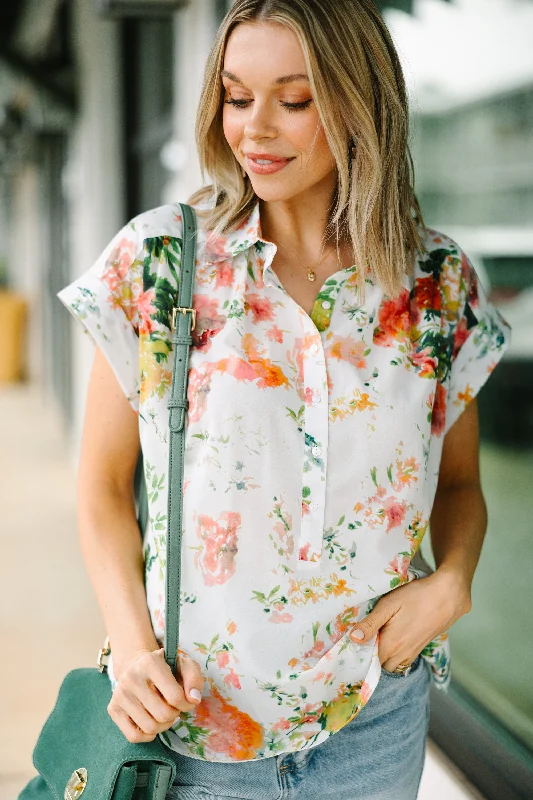 women's tops for those who want to wear versatile pieces that can be dressed up or downHere For You Off White Floral Blouse