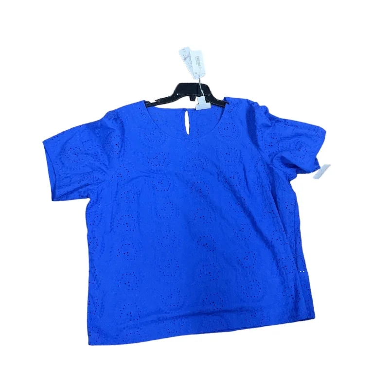 women's tops with built-in brasBlue Top Short Sleeve Liz Claiborne, Size Xxl