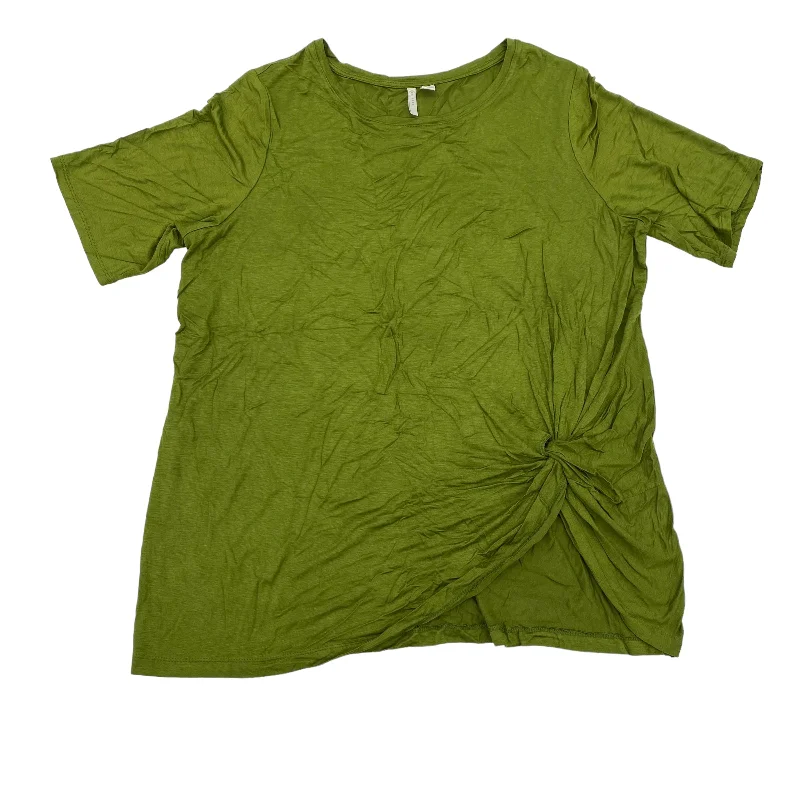 women's tops with sheer overlaysGREEN TOP SS by CATO Size:L