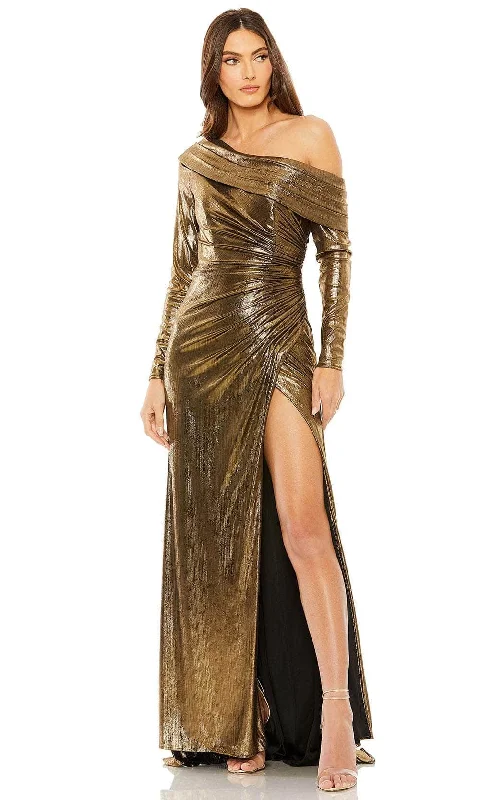 Flutter-Sleeve DressIeena Duggal 27175 - Asymmetric Metallic Evening Gown