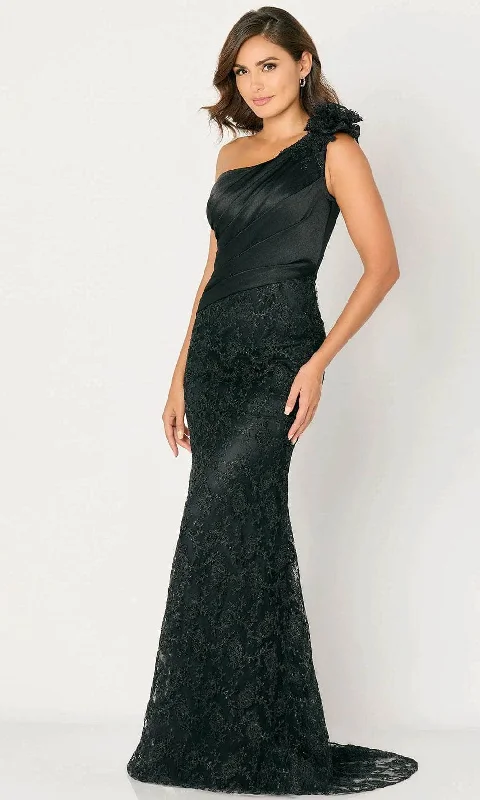 Jersey DressCameron Blake CB796 - Lace Bow Accent Evening Dress