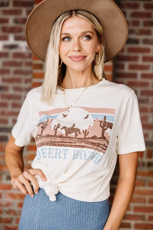 women's tops for boho-chic stylesDesert Bound Ivory White Graphic Tee