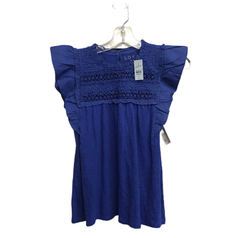 women's tops made from cottonBlue Top Short Sleeve By Loft, Size: Petite   Xs