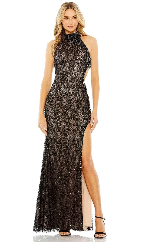 Asymmetric DressMac Duggal 49679 - Beaded Halter Evening Gown