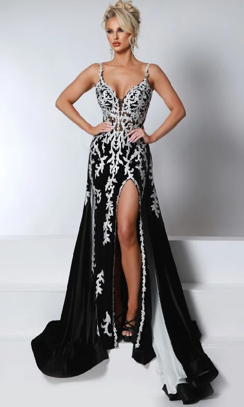 Leather DressJohnathan Kayne 2924 - Lace Ornate Evening Gown