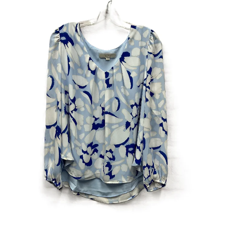 women's tops in solid colorsTop Long Sleeve By Loft In Blue, Size: L