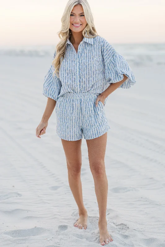 long-sleeved women's topsCall On Me Blue Striped Blouse