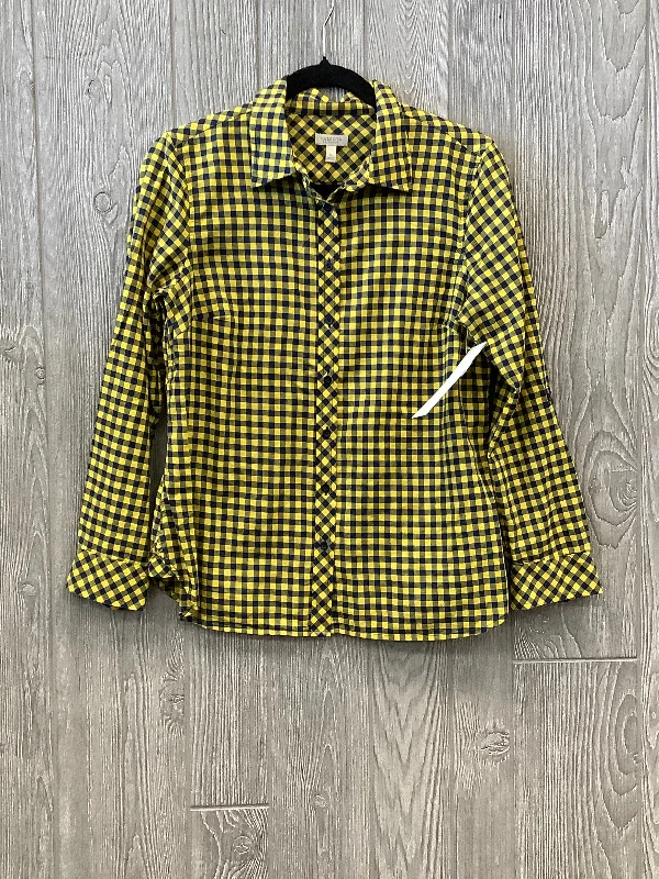 women's tops for those who love to dress up their casual looks with stylish topsTop Long Sleeve By Talbots In Yellow, Size: Petite   S