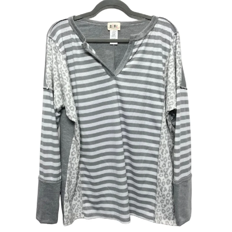 women's tops for evening soireesTop Long Sleeve By Bibi In Grey, Size: L