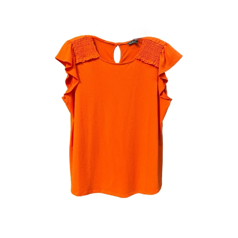 women's tops for casual FridaysOrange Top Short Sleeve Adrianna Papell, Size L