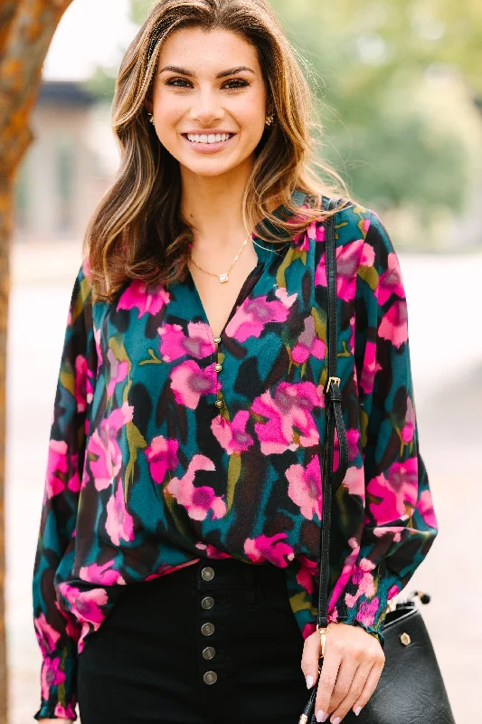 women's tops for those who want to wear pieces that are both comfortable and stylishGet What You Need Hunter Green Floral Blouse