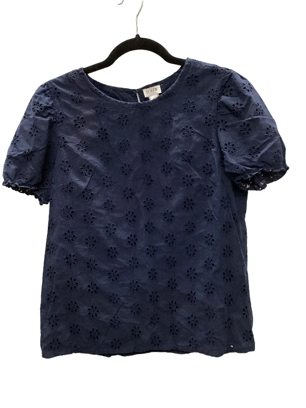 women's tops for those who love to dress up their casual looks with stylish topsNavy Top Short Sleeve J. Crew, Size M