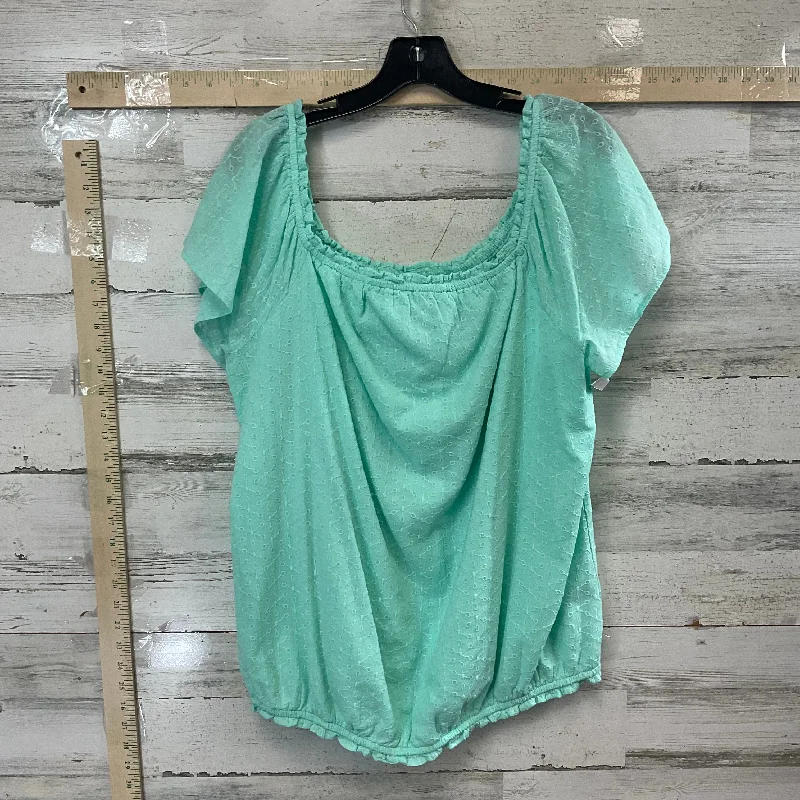 lace women's topsGreen Top Short Sleeve Basic Lane Bryant, Size 2x