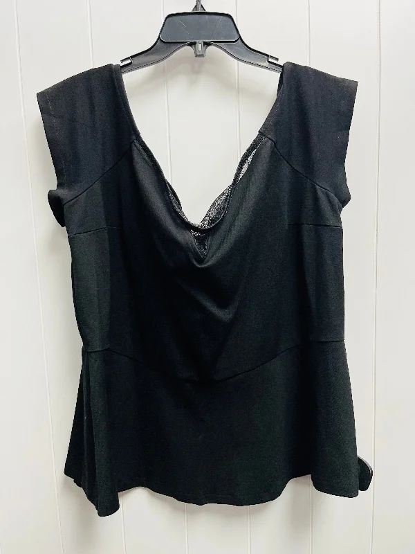 women's tops with spaghetti straps and deep V-necksBlack Top Short Sleeve Lane Bryant, Size 24