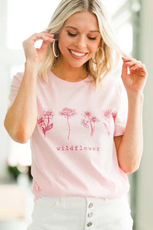 women's tops that offer a perfect blend of style, comfort, and affordabilityShe's A Wildflower Light Pink Graphic Tee