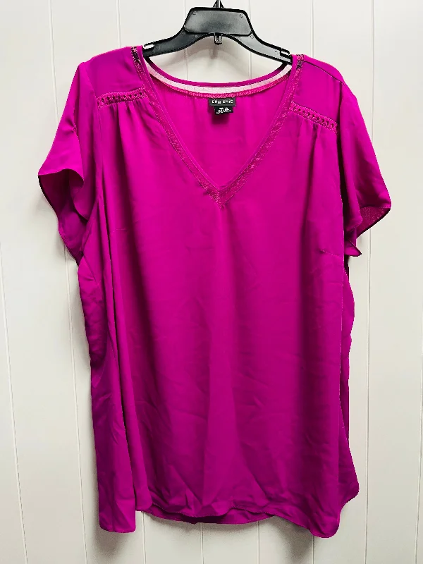 women's tops made from cottonPurple Top Short Sleeve City Chic, Size 24