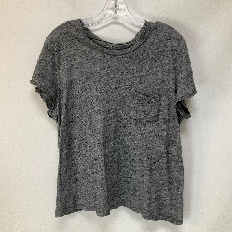 women's tops with cinched waistsGrey Top Short Sleeve Madewell, Size Xl