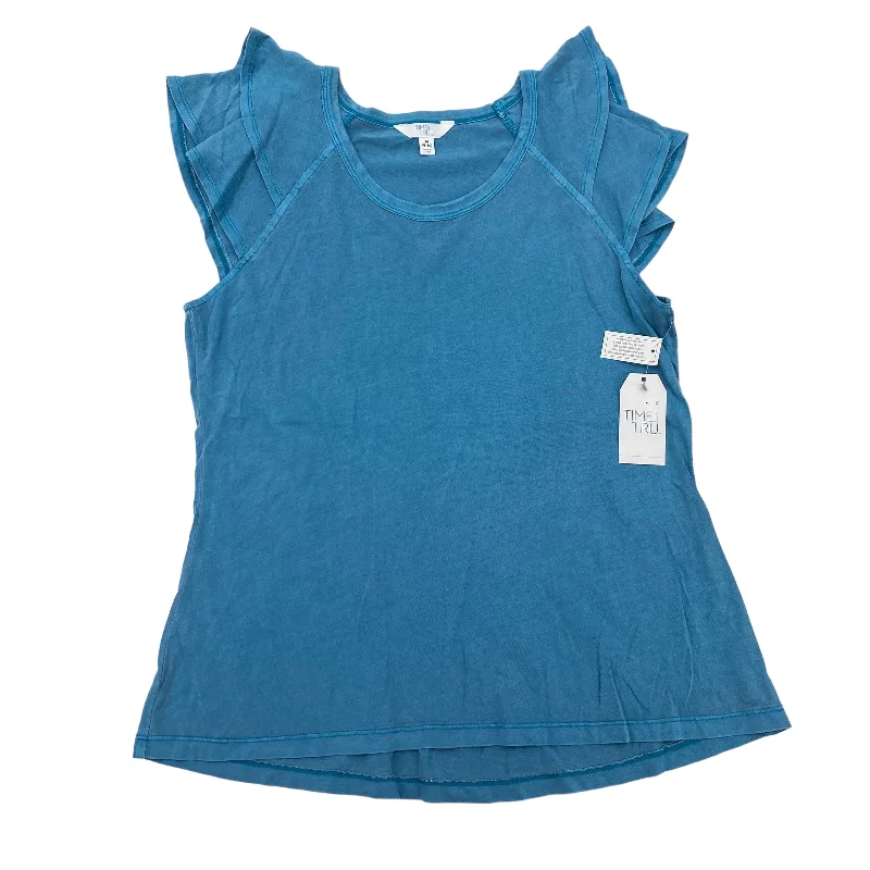 women's tops for mixing and matching with different bottomsBLUE TOP SS by TIME AND TRU Size:M