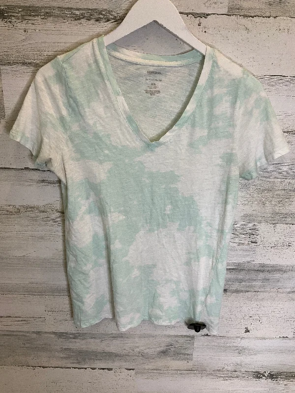 women's tops for those who want to invest in timeless piecesGreen & White Top Short Sleeve Sonoma, Size Xs