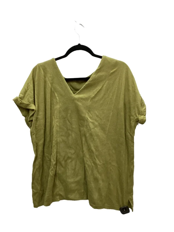 elegant women's topsGreen Top Short Sleeve Basic Ava & Viv, Size Xl