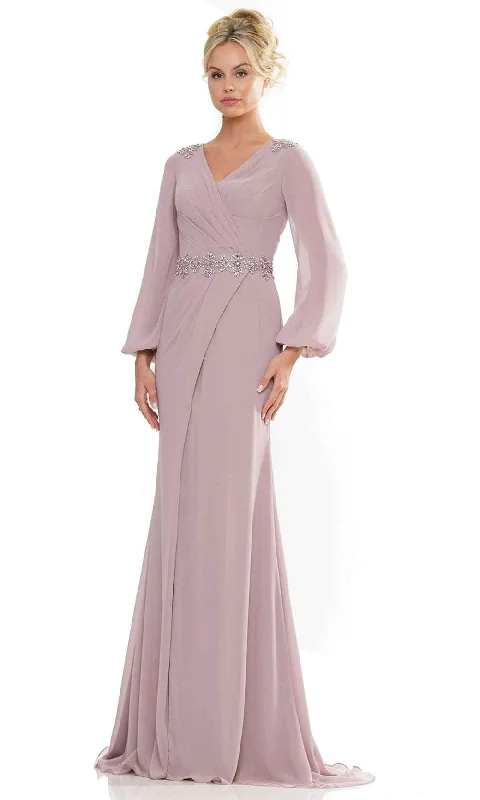 Short-Sleeve DressMarsoni by Colors MV1273 - Jeweled Waist Evening Dress