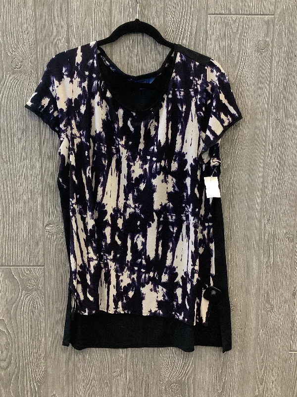 women's tops for those who appreciate subtle and muted tonesBlack & Purple Top Short Sleeve Simply Vera, Size Xl