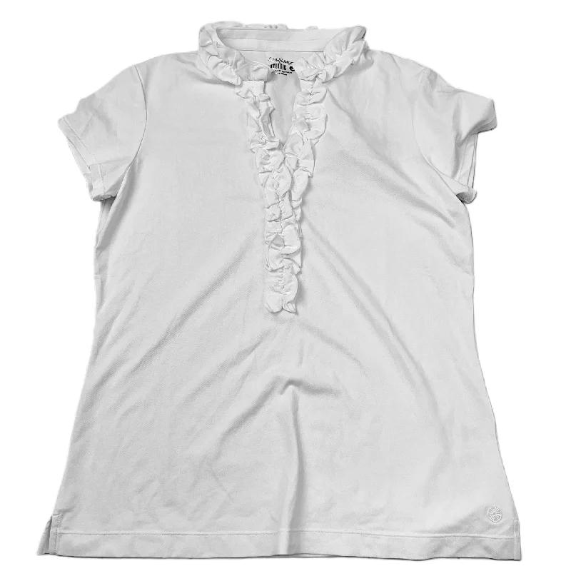 women's tops for those who believe in expressing their individuality through fashionWhite Top Short Sleeve Designer By Lilly Pulitzer, Size: L